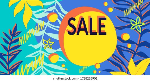 Abstract banner for sale site. Beach fern cypress
