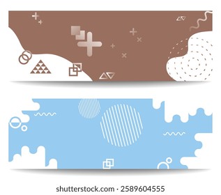 Abstract banner set with elegant neutral and bright color combination, ideal for branding, business promotion, social media design and other graphic elements.