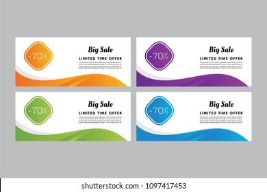 Abstract Banner set. Facebook cover design. Discount ad. Colorful poster. Gift crd, sale voucher. Vector illustration.  