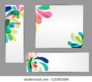 Abstract banner set in flat style. For flower shop, beauty salon, wedding invitation and creative design. Vector illustration