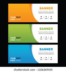 Abstract banner set. Green simple brochure design. Blue facebook cover. Gift card. Vector illustration