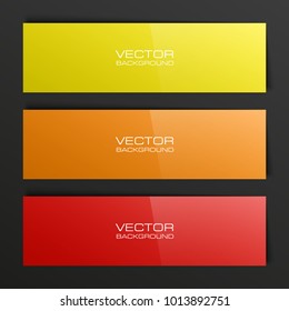 Abstract banner set. Nameplate shape. Rectangle form three advertising banner poster. The flat title banner image. Advertising Design paper shape. label ribbon tag. Three straight arrow ribbon banner