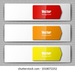 Abstract banner set. Nameplate shape. Rectangle form three advertising banner poster. The flat title banner image. Advertising Design paper shape. label ribbon tag. Three straight arrow ribbon banner