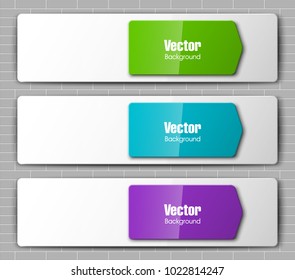 Abstract banner set. Nameplate shape. Rectangle form three advertising banner poster. The flat title banner image. Advertising Design paper shape. label ribbon tag. Three straight arrow ribbon banner