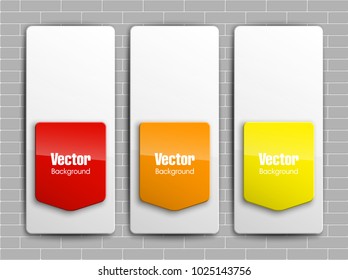 Abstract banner set. Nameplate shape. Rectangle form three advertising banner poster. The flat title banner image. Advertising Design paper shape. label ribbon tag. Three straight arrow ribbon banner