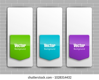 Abstract banner set. Nameplate shape. Rectangle form three advertising banner poster. The flat title banner image. Advertising Design paper shape. label ribbon tag. Three straight arrow ribbon banner