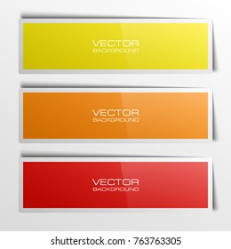 Abstract banner set. Nameplate shape. Rectangle form three advertising banner poster. The flat title banner image. Advertising Design paper shape. label ribbon tag. Three straight arrow ribbon banner