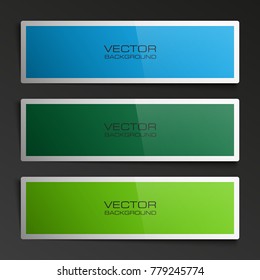 Abstract banner set. Nameplate shape. Rectangle form three advertising banner poster. The flat title banner image. Advertising Design paper shape. label ribbon tag. Three straight arrow ribbon banner