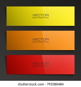 Abstract banner set. Nameplate shape. Rectangle form three advertising banner poster. The flat title banner image. Advertising Design paper shape. label ribbon tag. Three straight arrow ribbon banner