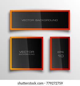 abstract banner set. The rectangle form as three advertising poster. The flat banner image. Advertising Design shape. label banner tag.