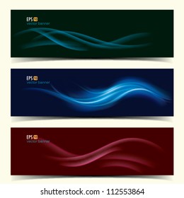 Abstract banner set with shiny waves