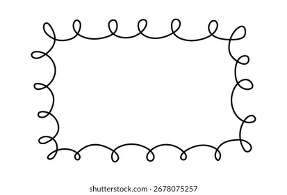 Abstract banner, simple frame, border with space for text. Spiral, lines, curls. Drawing, hand drawn, black and white isolated background.