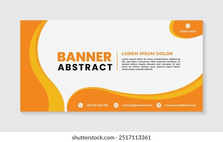 Abstraktes Banner einfaches gelbes Wellendesign, weißer Hintergrund, abstraktes Banner-Design mit buntem Farbverlauf, Vektorgrafik