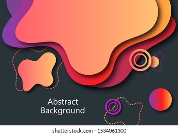Abstract banner with smooth dynamic gradient shapes. Flowable liquid forms. 3d layered paper poster. Business presentation or brochure template. Vector.