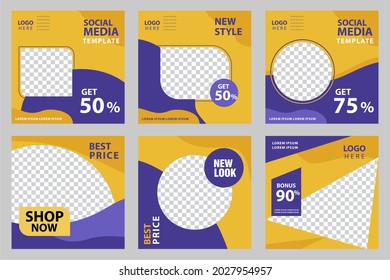 Abstract banner Social Media. Editable file. modern  banner Template. Promotional web banner for social media. Elegant sale and discount promo. yellow and purple color. Vector.