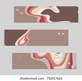 Abstract banner template with 3D paper cut art. Vector  paper cut layers create topography map concept or smooth origami paper carving craft. Wavy layered material design paper art poster.