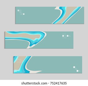 Abstract banner template with 3D paper cut art. Vector  paper cut layers create topography map concept or smooth origami paper carving craft. Wavy layered material design paper art poster.