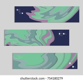 Abstract banner template with 3D paper cut art. Vector  paper cut layers create topography map concept or smooth origami paper carving craft. Wavy layered material design paper art poster.