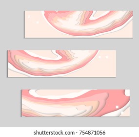 Abstract banner template with 3D paper cut art. Vector  paper cut layers create topography map concept or smooth origami paper carving craft. Wavy layered material design paper art poster.