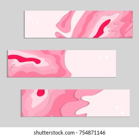 Abstract banner template with 3D paper cut art. Vector  paper cut layers create topography map concept or smooth origami paper carving craft. Wavy layered material design paper art poster.
