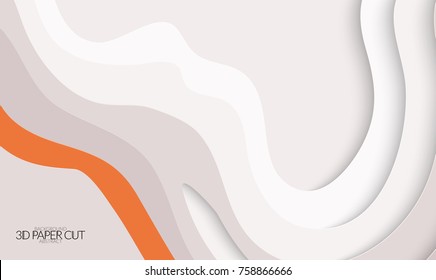 Abstract banner template with 3D paper cut art. Vector  paper cut layers create topography map concept or smooth origami paper carving craft. Wavy layered material design paper art poster.