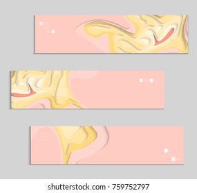 Abstract banner template with 3D paper cut art. Vector  paper cut layers create topography map concept or smooth origami paper carving craft. Wavy layered material design paper art poster.