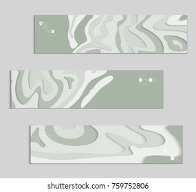 Abstract banner template with 3D paper cut art. Vector  paper cut layers create topography map concept or smooth origami paper carving craft. Wavy layered material design paper art poster.