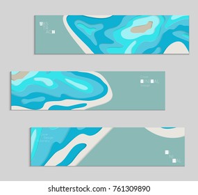 Abstract banner template with 3D paper cut art. Vector  paper cut layers create topography map concept or smooth origami paper carving craft. Wavy layered material design paper art poster.