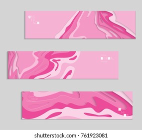 Abstract banner template with 3D paper cut art. Vector  paper cut layers create topography map concept or smooth origami paper carving craft. Wavy layered material design paper art poster.