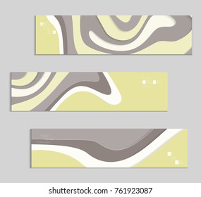 Abstract banner template with 3D paper cut art. Vector  paper cut layers create topography map concept or smooth origami paper carving craft. Wavy layered material design paper art poster.