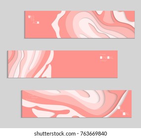 Abstract banner template with 3D paper cut art. Vector  paper cut layers create topography map concept or smooth origami paper carving craft. Wavy layered material design paper art poster.