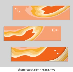 Abstract banner template with 3D paper cut art. Vector  paper cut layers create topography map concept or smooth origami paper carving craft. Wavy layered material design paper art poster.