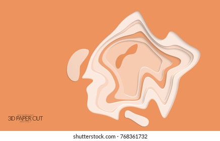 Abstract banner template with 3D paper cut art. Vector  paper cut layers create topography map concept or smooth origami paper carving craft. Wavy layered material design paper art poster.
