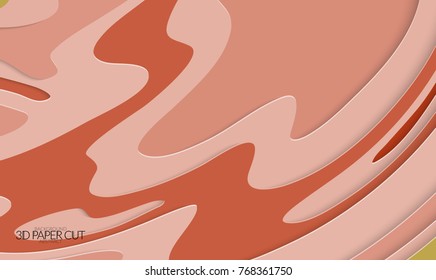 Abstract banner template with 3D paper cut art. Vector  paper cut layers create topography map concept or smooth origami paper carving craft. Wavy layered material design paper art poster.
