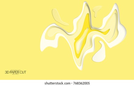 Abstract banner template with 3D paper cut art. Vector  paper cut layers create topography map concept or smooth origami paper carving craft. Wavy layered material design paper art poster.