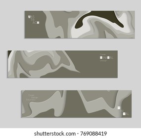 Abstract banner template with 3D paper cut art. Vector  paper cut layers create topography map concept or smooth origami paper carving craft. Wavy layered material design paper art poster.