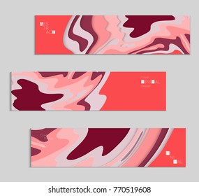 Abstract banner template with 3D paper cut art. Vector  paper cut layers create topography map concept or smooth origami paper carving craft. Wavy layered material design paper art poster.