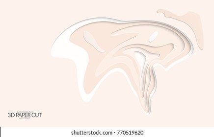 Abstract banner template with 3D paper cut art. Vector  paper cut layers create topography map concept or smooth origami paper carving craft. Wavy layered material design paper art poster.