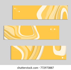 Abstract banner template with 3D paper cut art. Vector  paper cut layers create topography map concept or smooth origami paper carving craft. Wavy layered material design paper art poster.
