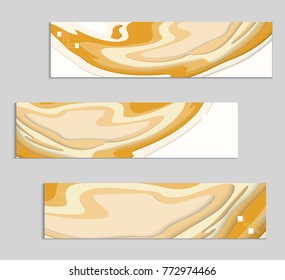 Abstract banner template with 3D paper cut art. Vector  paper cut layers create topography map concept or smooth origami paper carving craft. Wavy layered material design paper art poster.