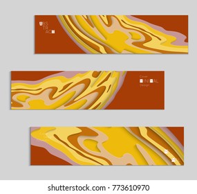 Abstract banner template with 3D paper cut art. Vector  paper cut layers create topography map concept or smooth origami paper carving craft. Wavy layered material design paper art poster.