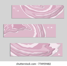 Abstract banner template with 3D paper cut art. Vector  paper cut layers create topography map concept or smooth origami paper carving craft. Wavy layered material design paper art poster.