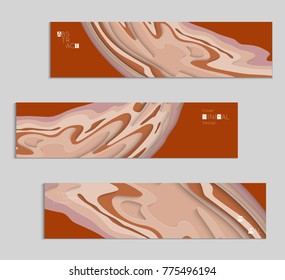 Abstract banner template with 3D paper cut art. Vector  paper cut layers create topography map concept or smooth origami paper carving craft. Wavy layered material design paper art poster.