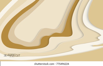 Abstract banner template with 3D paper cut art. Vector  paper cut layers create topography map concept or smooth origami paper carving craft. Wavy layered material design paper art poster.