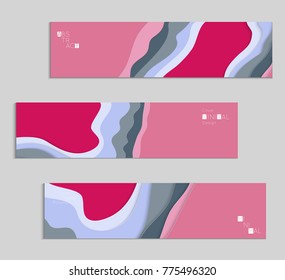 Abstract banner template with 3D paper cut art. Vector  paper cut layers create topography map concept or smooth origami paper carving craft. Wavy layered material design paper art poster.