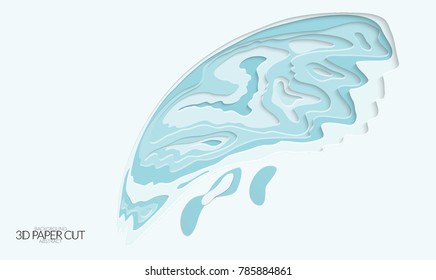 Abstract banner template with 3D paper cut art. Vector  paper cut layers create topography map concept or smooth origami paper carving craft. Wavy layered material design paper art poster.