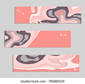 Abstract banner template with 3D paper cut art. Vector  paper cut layers create topography map concept or smooth origami paper carving craft. Wavy layered material design paper art poster.
