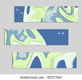 Abstract banner template with 3D paper cut art. Vector  paper cut layers create topography map concept or smooth origami paper carving craft. Wavy layered material design paper art poster.