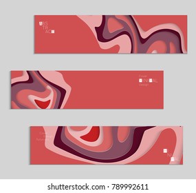 Abstract banner template with 3D paper cut art. Vector  paper cut layers create topography map concept or smooth origami paper carving craft. Wavy layered material design paper art poster.