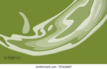 Abstract banner template with 3D paper cut art. Vector  paper cut layers create topography map concept or smooth origami paper carving craft. Wavy layered material design paper art poster.